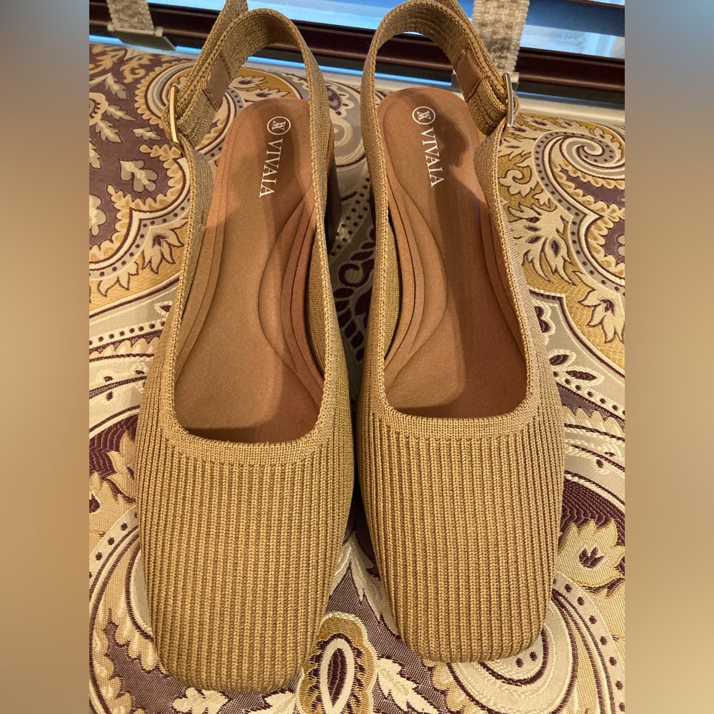 Vivaia sling back square toe Heeled Shoes in Nutmeg NWOT sz 39